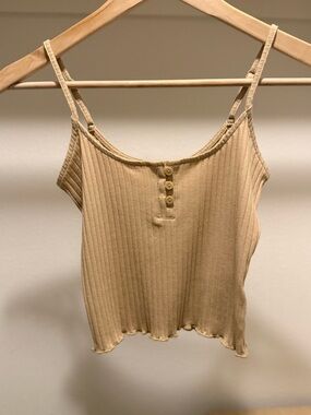 American Eagle Tan Ribbed Button-Front Cami